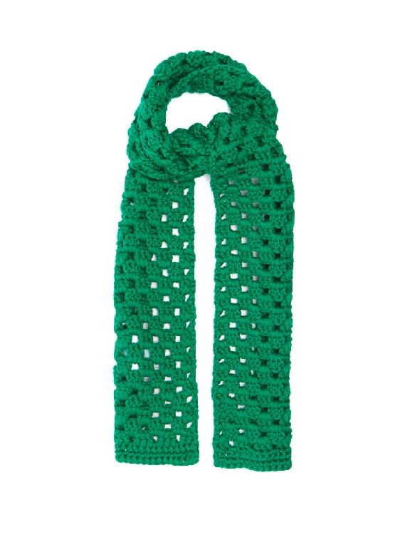 Зеленый шарф, фактурная вязка