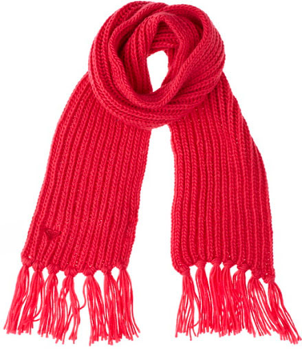 Красный шарф, фактурная вязка